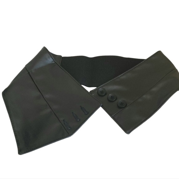 Western Black faux leather Corset Wide waist Belt button underbust statement - Picture 11 of 11